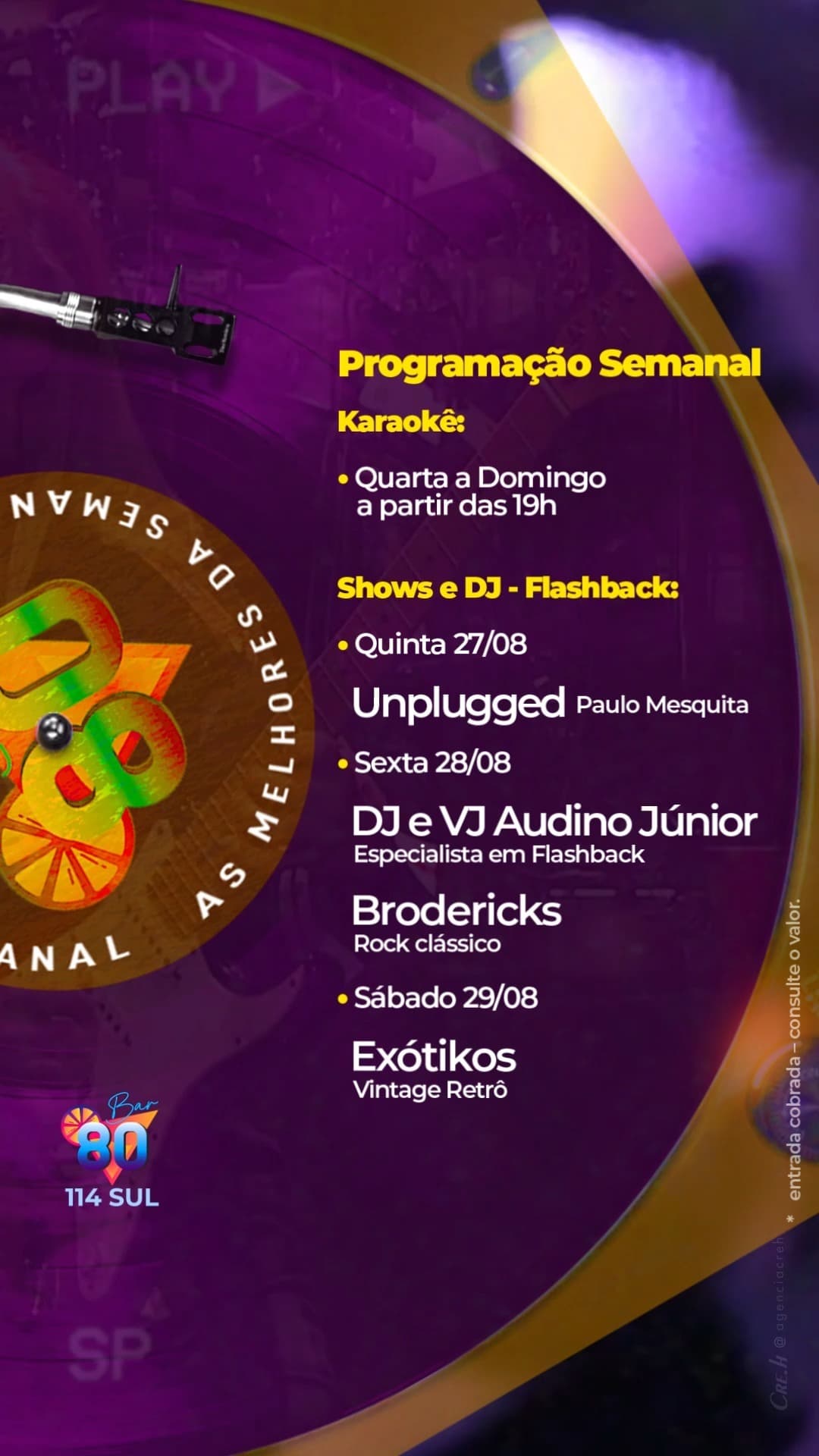 Flyer de Brodericks e DJ VJ Audino Júnior