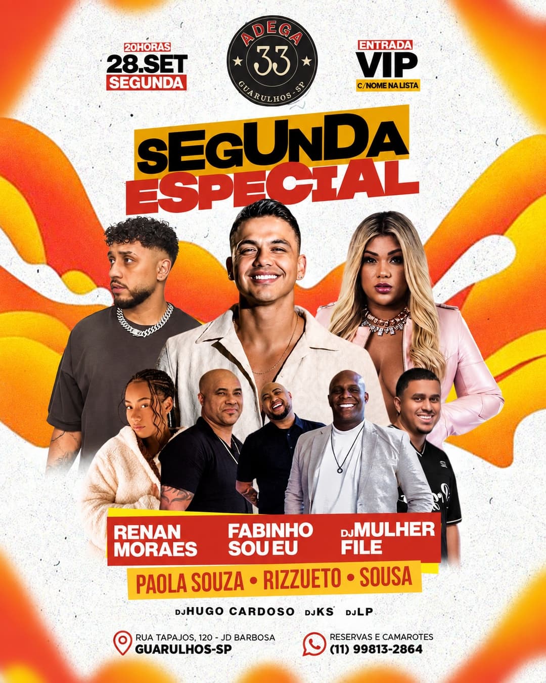 Flyer de Fabinho Sou Eu!, Renan Moraes e mais 4 artistas