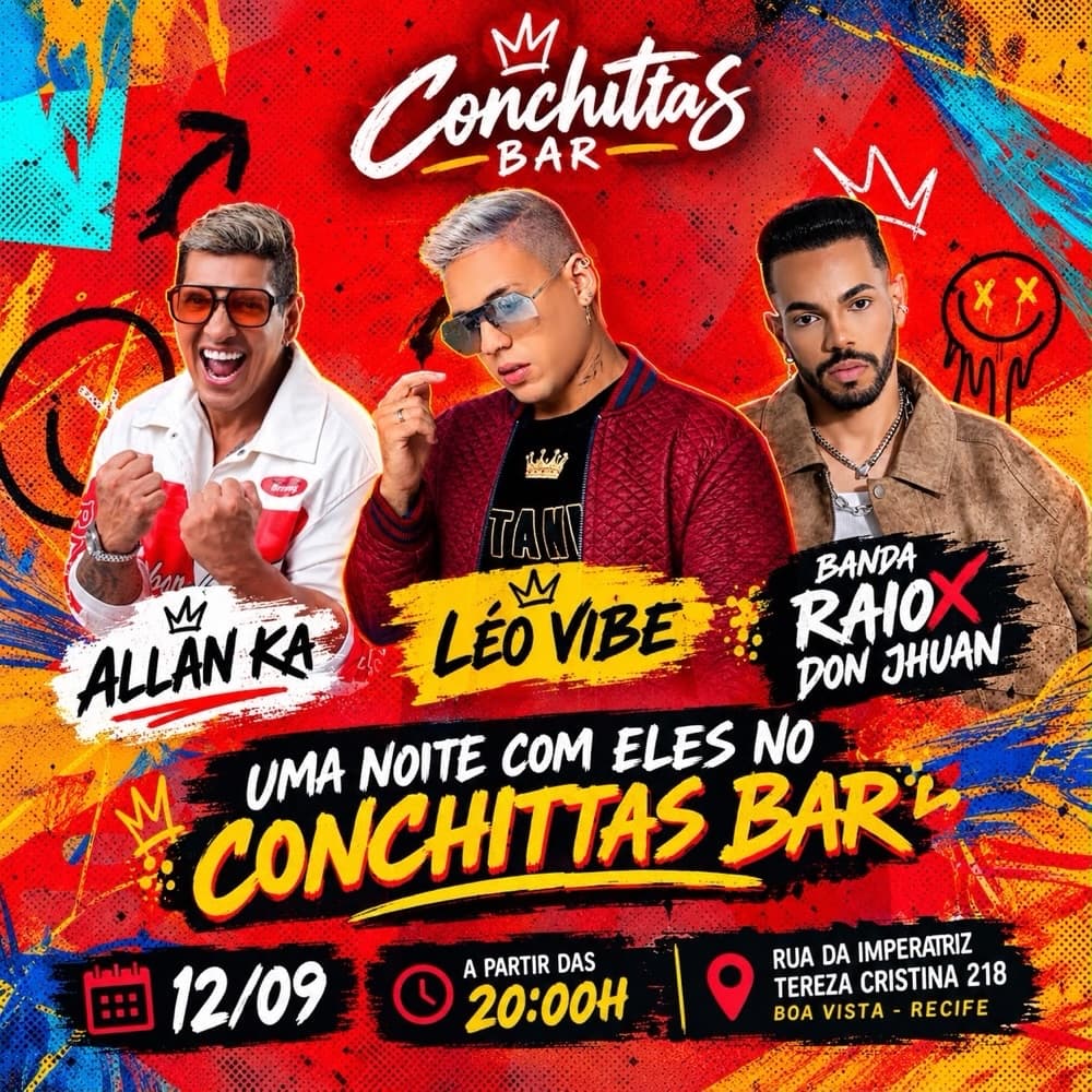 Flyer de Allan Ka, Léo Vibe e Banda Raiox Don Jhuan