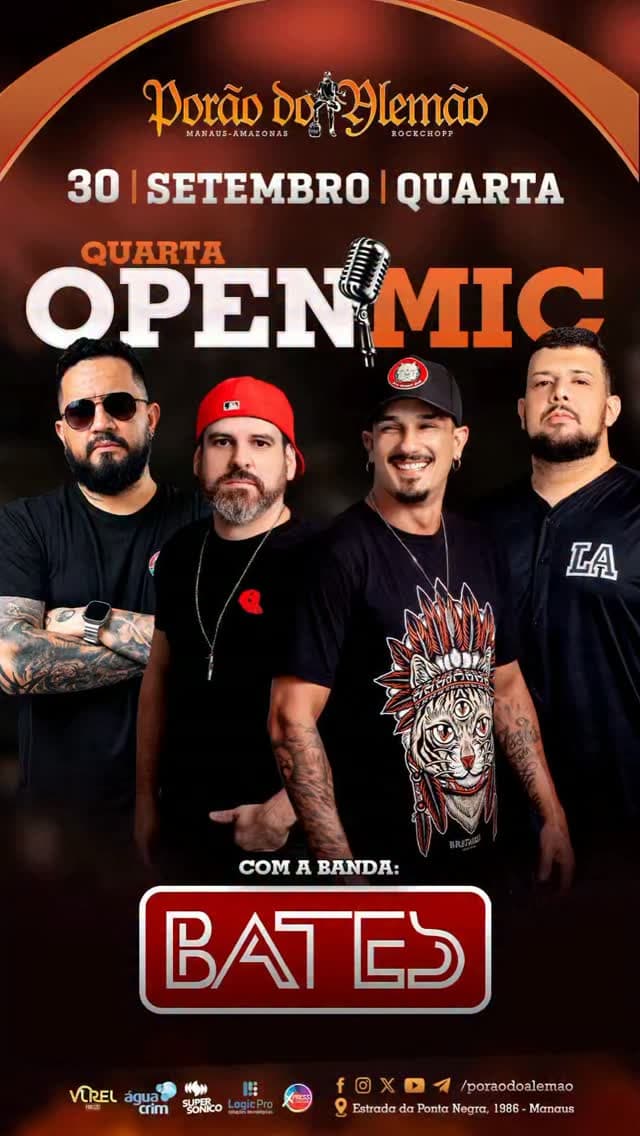 Flyer de Banda Bates e Open Mic