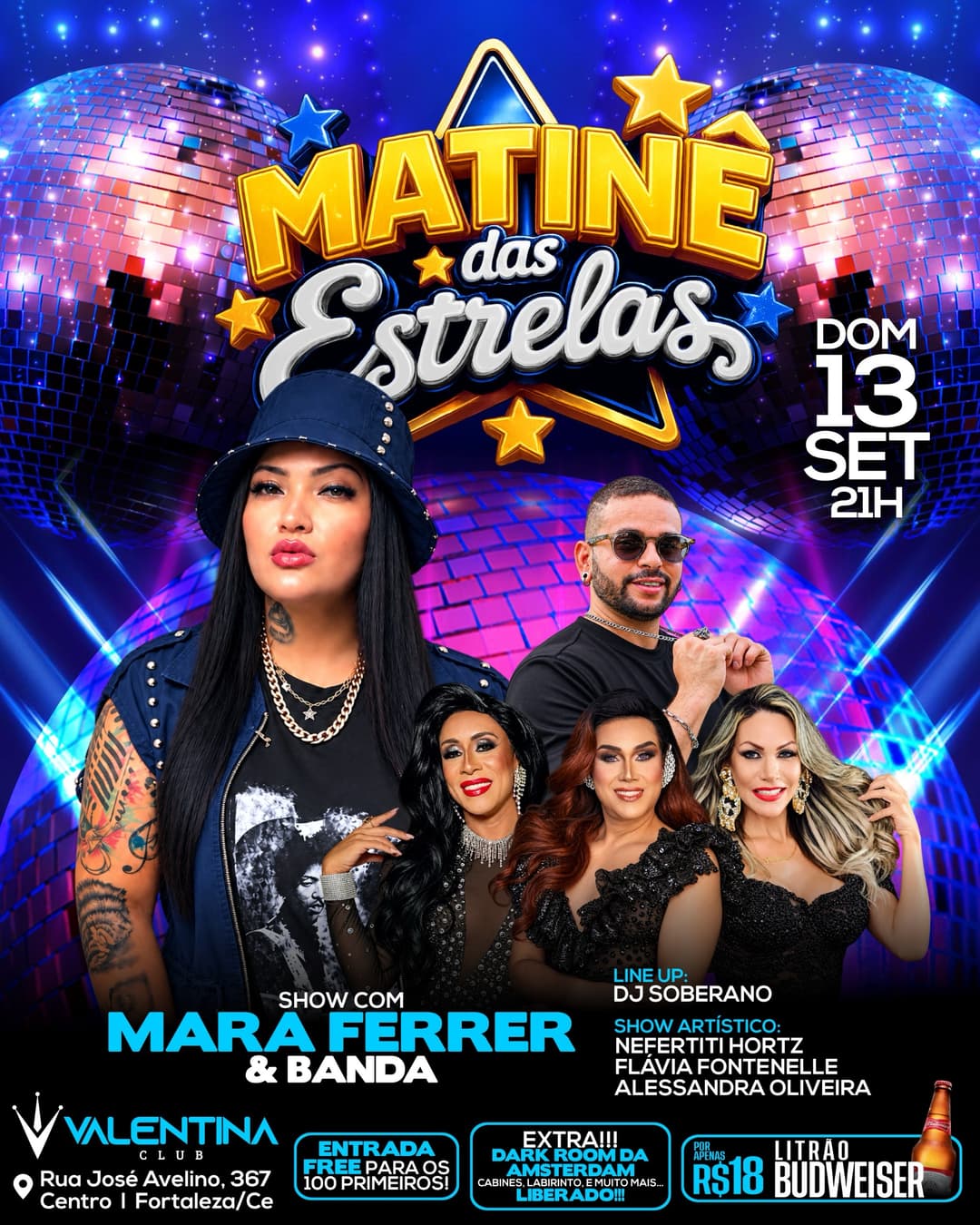 Flyer de Mara Ferrer & Banda e DJ Soberano