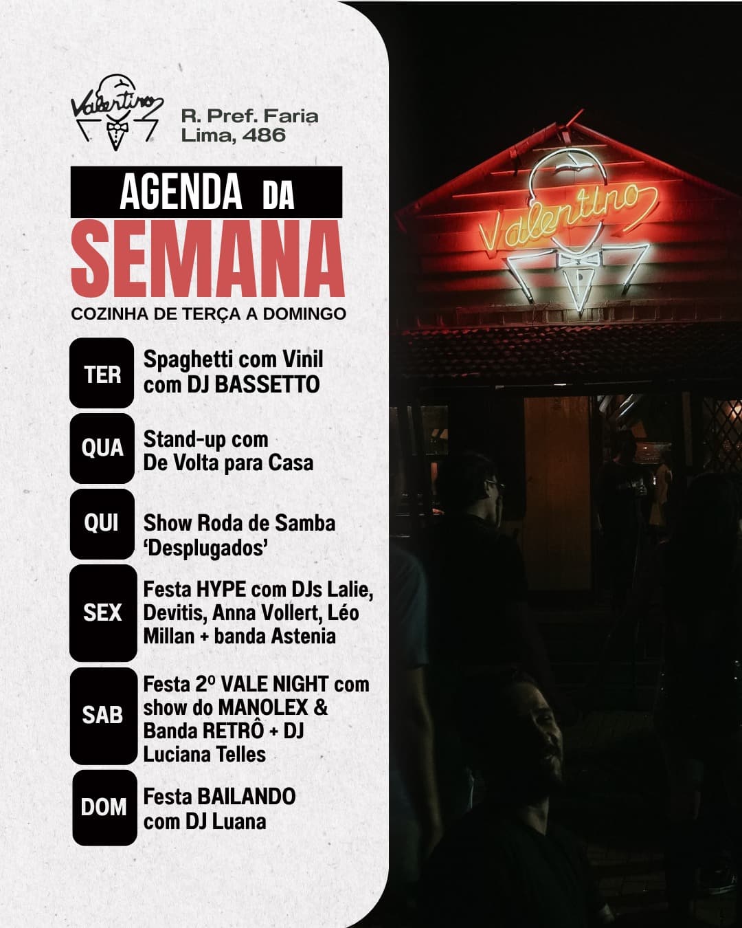Flyer de DeVitis, DJ Lalie, Anna Vollert, Leo Millan e Astenia