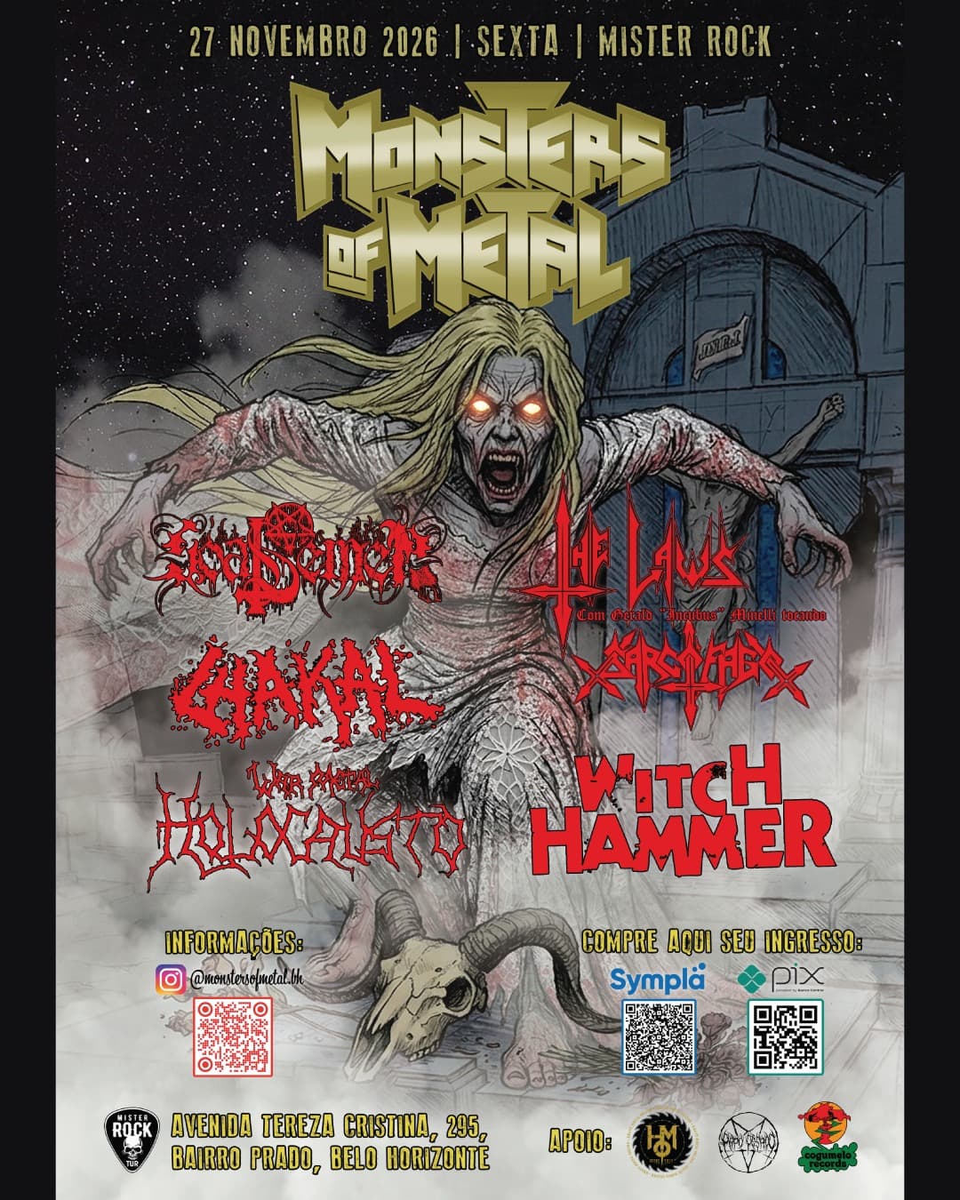 Flyer de Witchhammer, The Laws, Chakal, Holocausto e Goat Semen