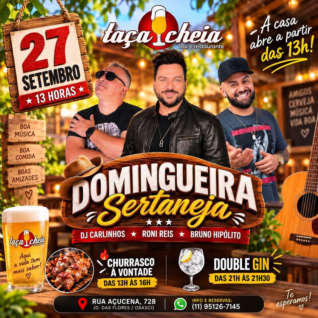 Flyer de Roni Reis, Bruno Hipólito e DJ Carlinhos