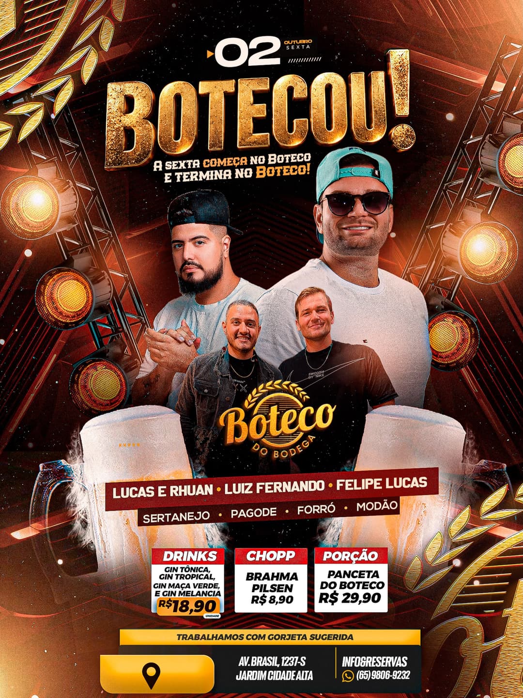 Flyer de Lucas e Rhuan, Luiz Fernando e Felipe Lucas