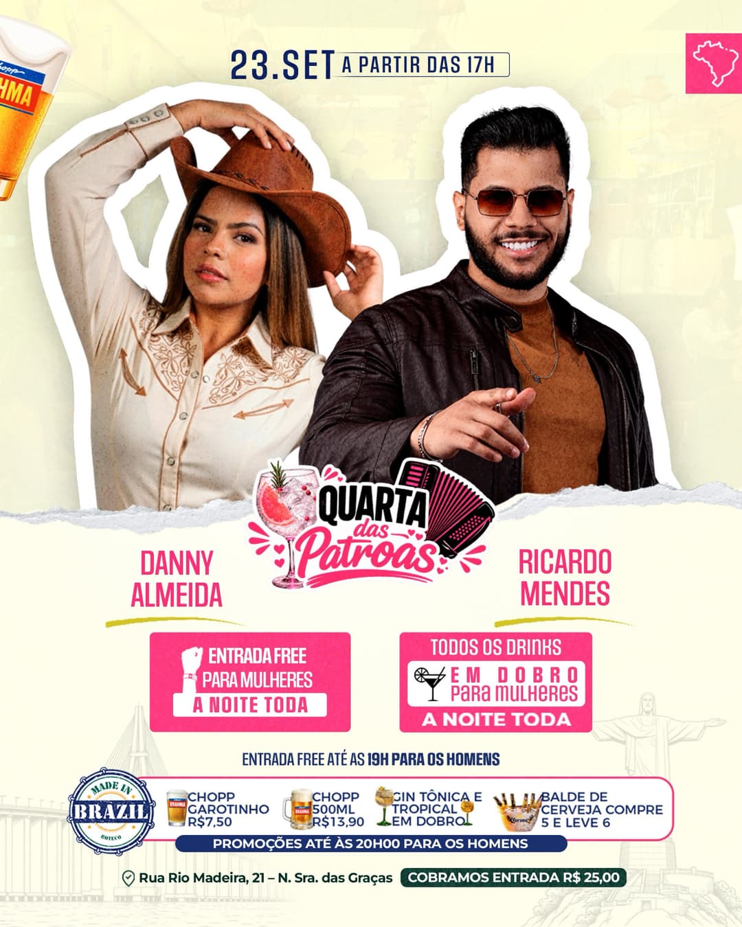 Flyer de Ricardo Mendes e Danny Almeida