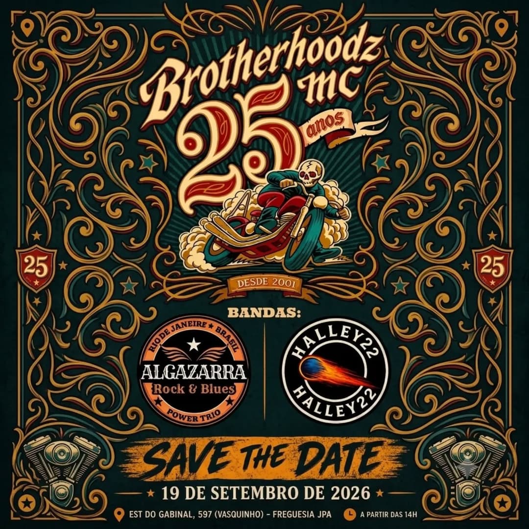 Flyer de Halley 22 e Algazarra Rock & Blues
