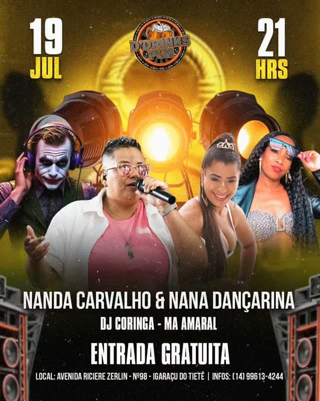 Flyer de Nanda Carvalho & Nana Dançarina, DJ Coringa e Ma Amaral