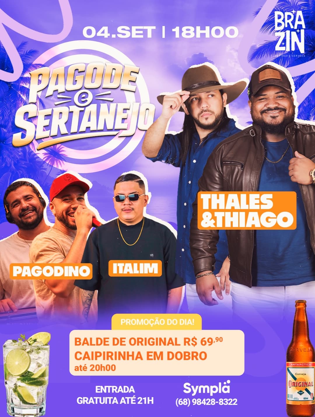 Flyer de Italo Ricardo, Thales & Thiago e Pagodino
