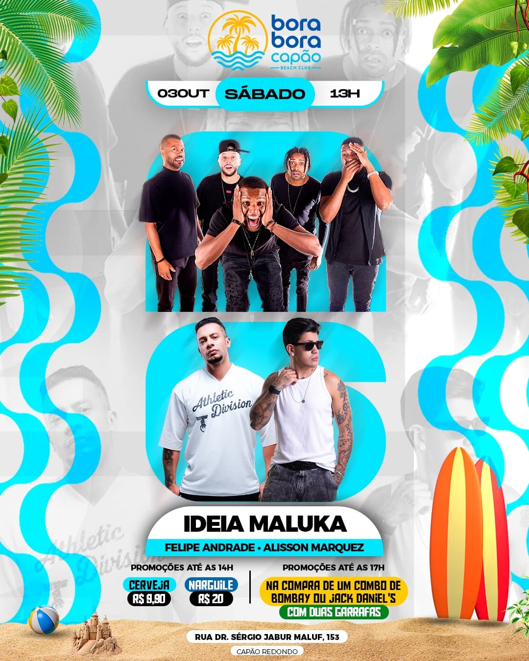 Flyer de Ideia Maluka, Felipe Andrade e Alisson Marquez