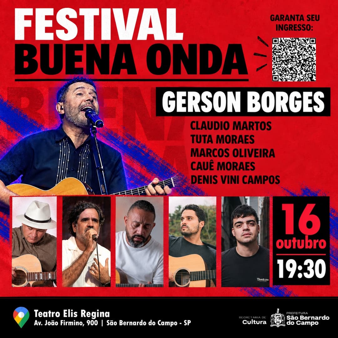 Flyer de Claudio Martos, Gerson Borges e mais 4 artistas