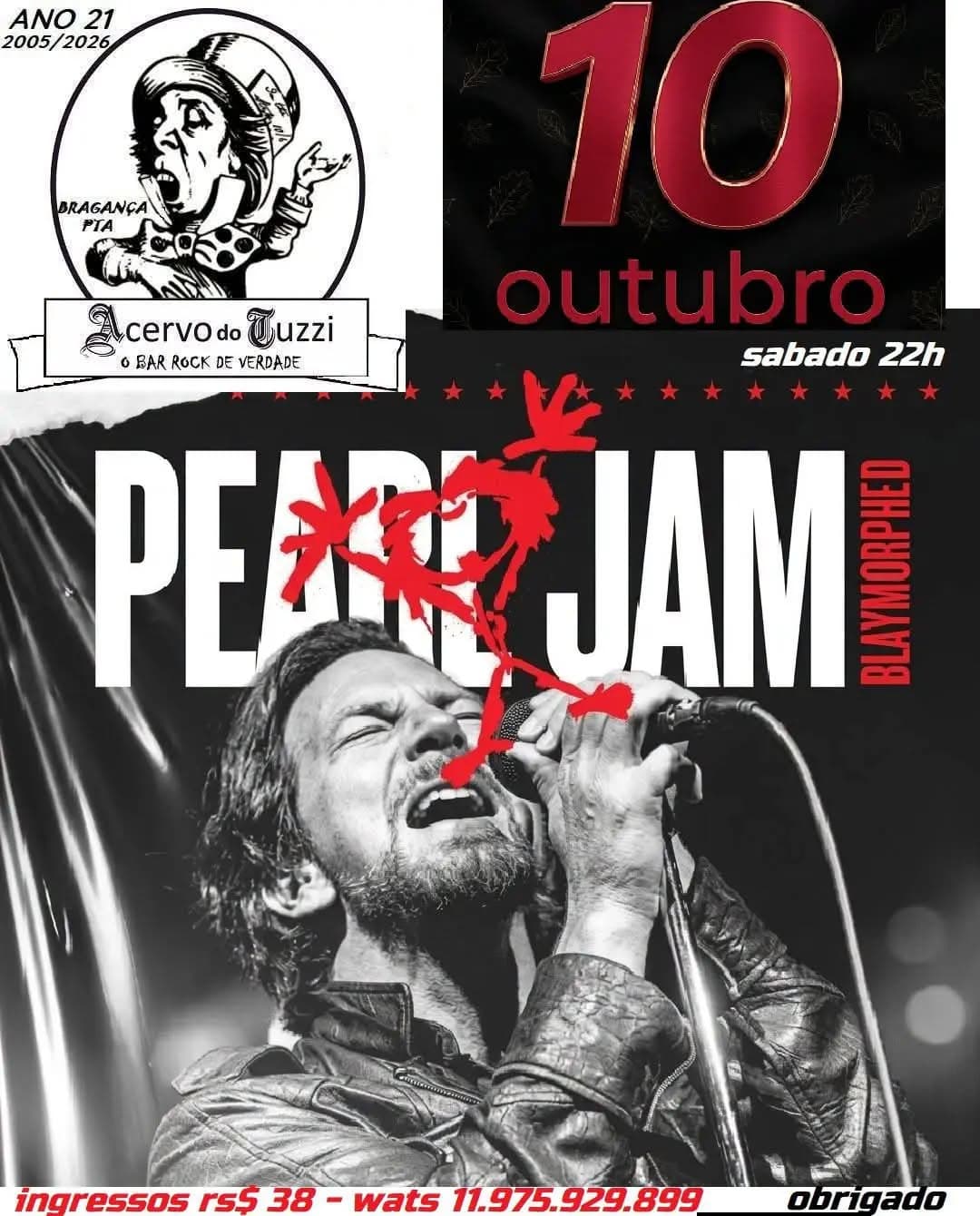 Flyer de Pearl Jam Cover Brasil