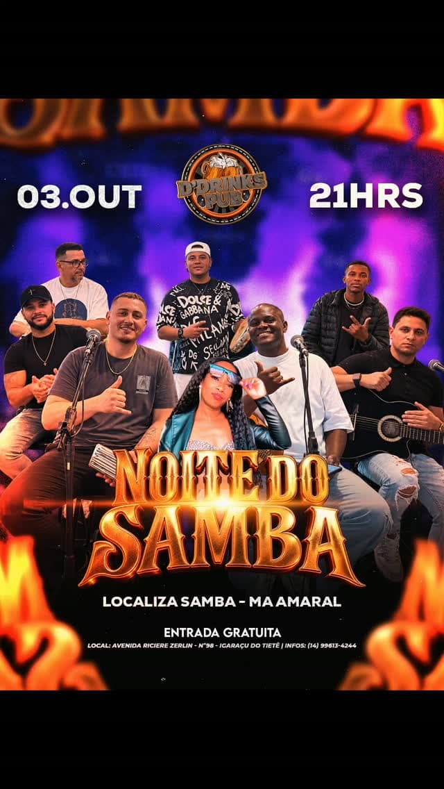 Flyer de Localiza Samba e Mah Amaral