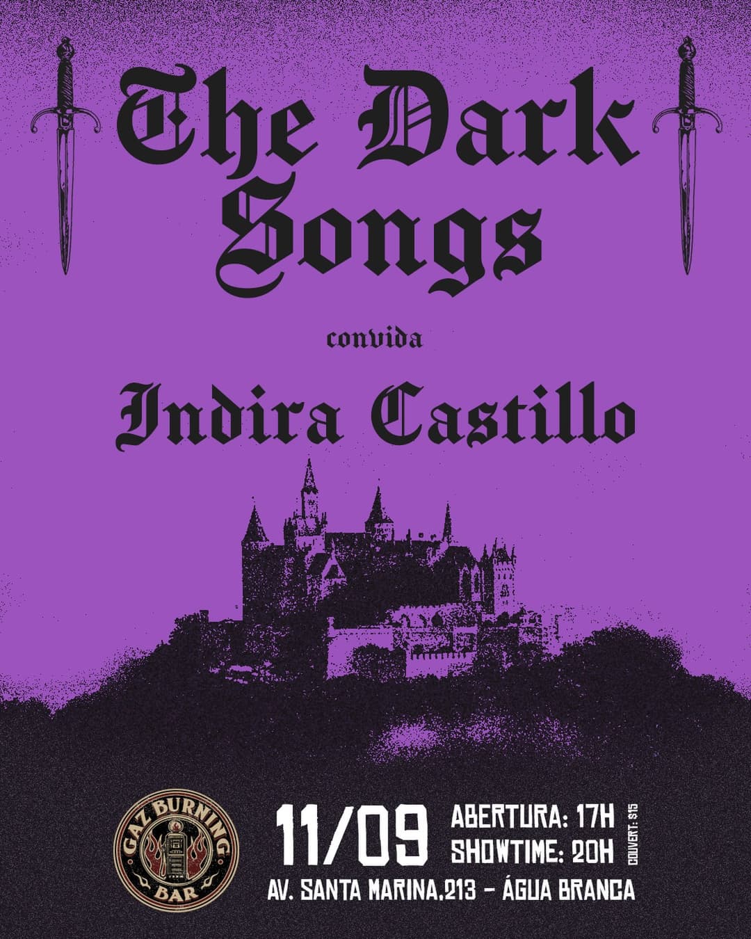 Flyer de Indira Castillo e The Dark Songs