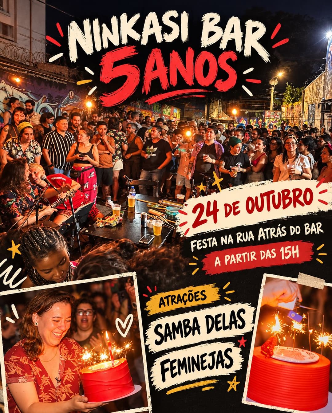 Flyer de Feminejas e Samba Delas