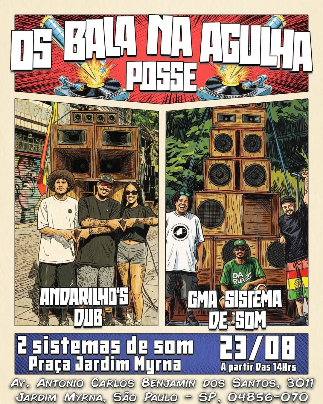 Flyer de Andarilhos Dub e G.M.A Sistema de Som