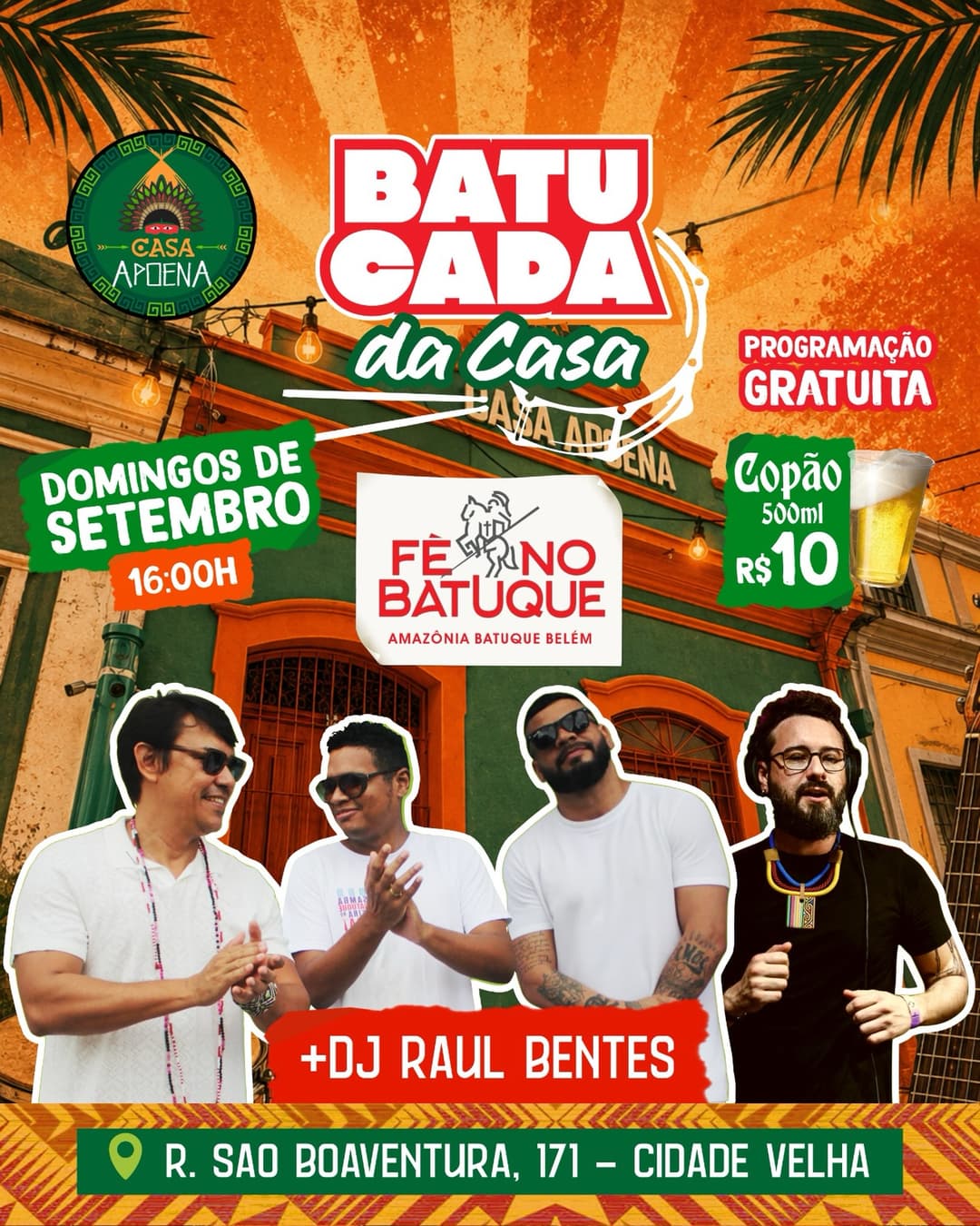 Flyer de Roda de Samba Fé no Batuque e mais 2 artistas