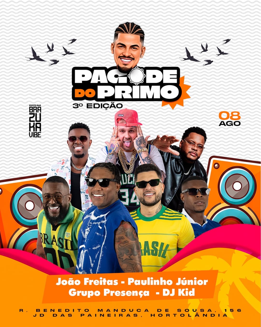 Flyer de João Freitas, DJ Kid, Grupo Presença e Paulinho Júnior