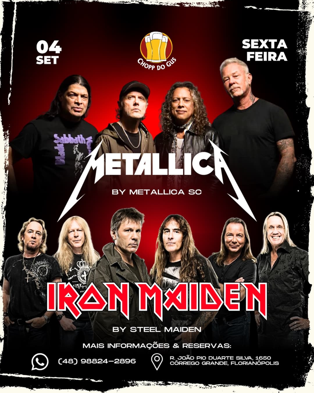 Flyer de Metallica e ironmaiden