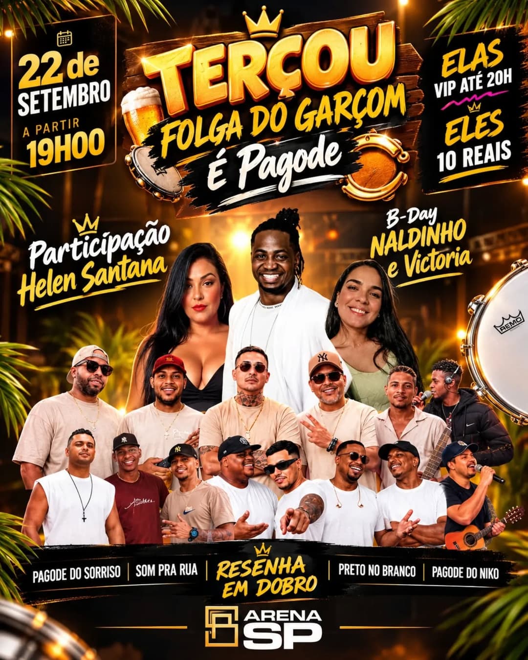 Flyer de Pagode do Sorriso, Niko, Som pra Rua e mais 3 artistas