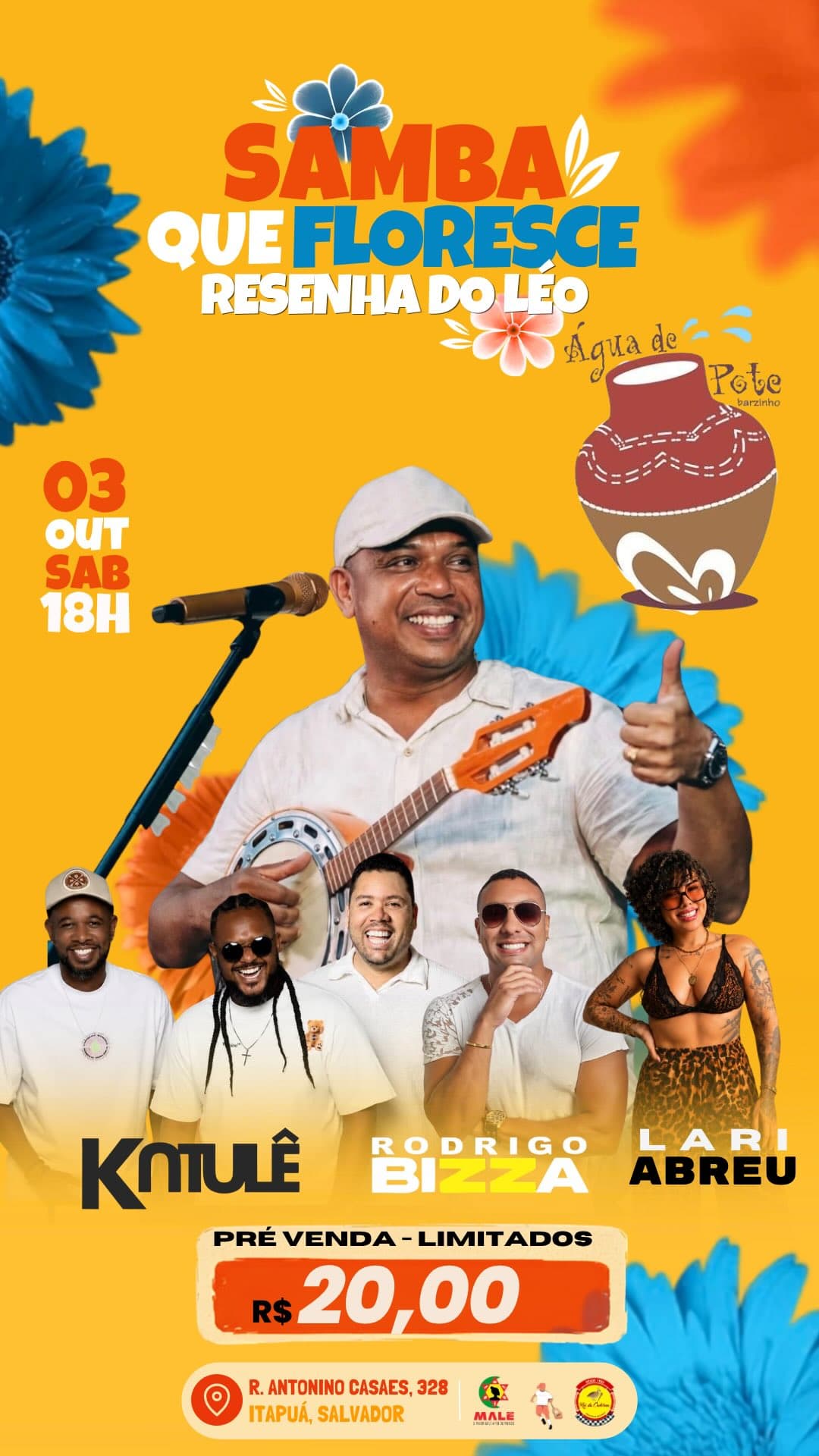 Flyer de Rodrigo Bizza, Resenha do Léo, Katulê e Lari Abreu