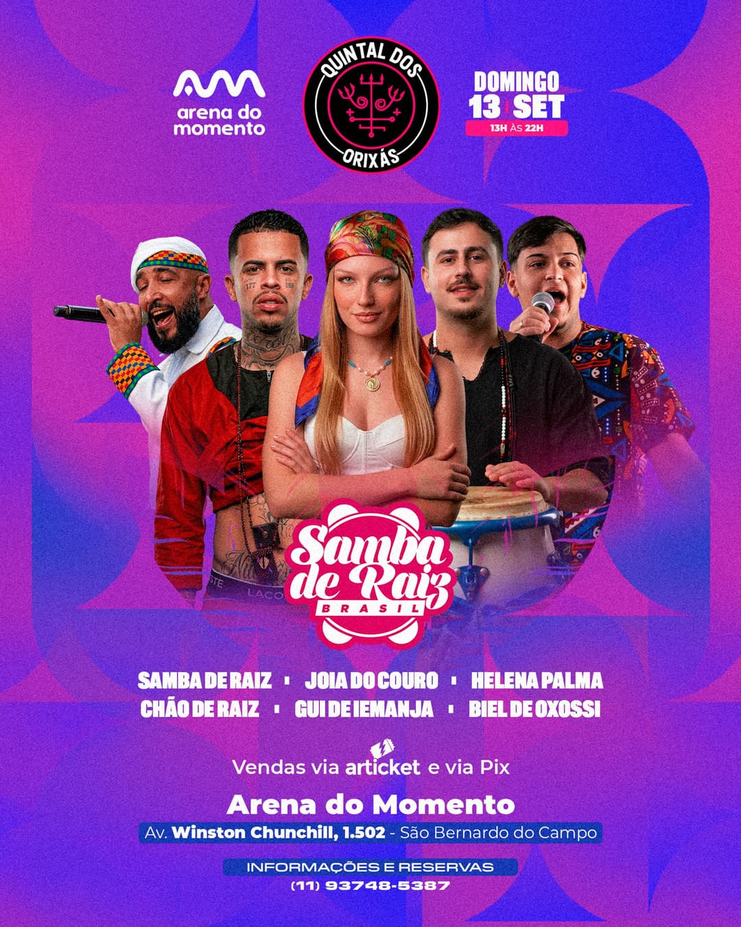 Flyer de Samba de Raiz, Joia do Couro e mais 4 artistas