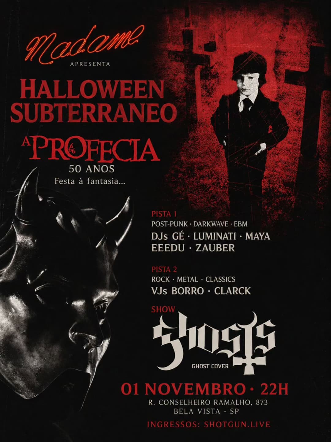 Flyer de Ghosts, Eduardo Andrade, Ghost cover e mais 6 artistas