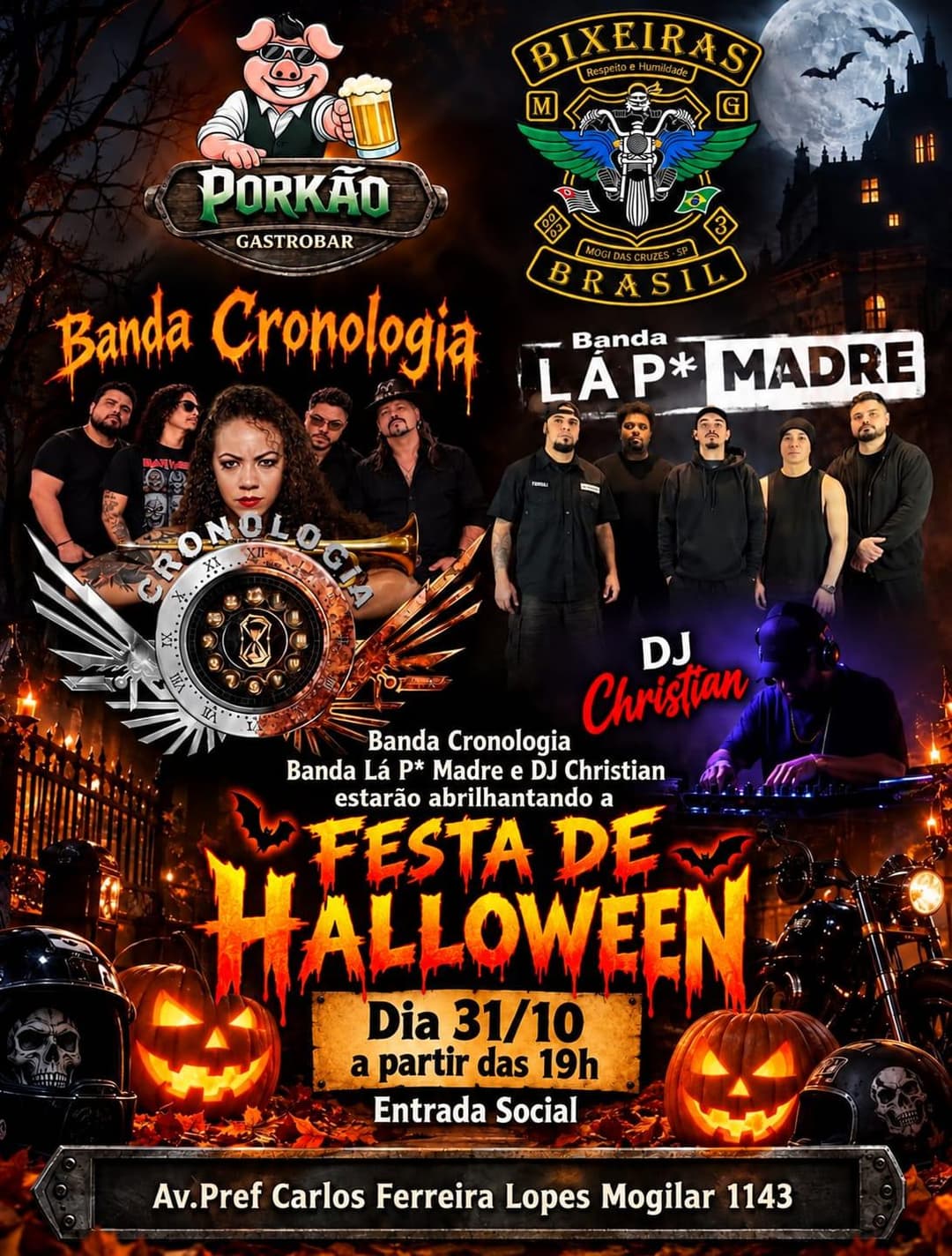 Flyer de Banda La P* Madre, Cronologia e DJ Chris