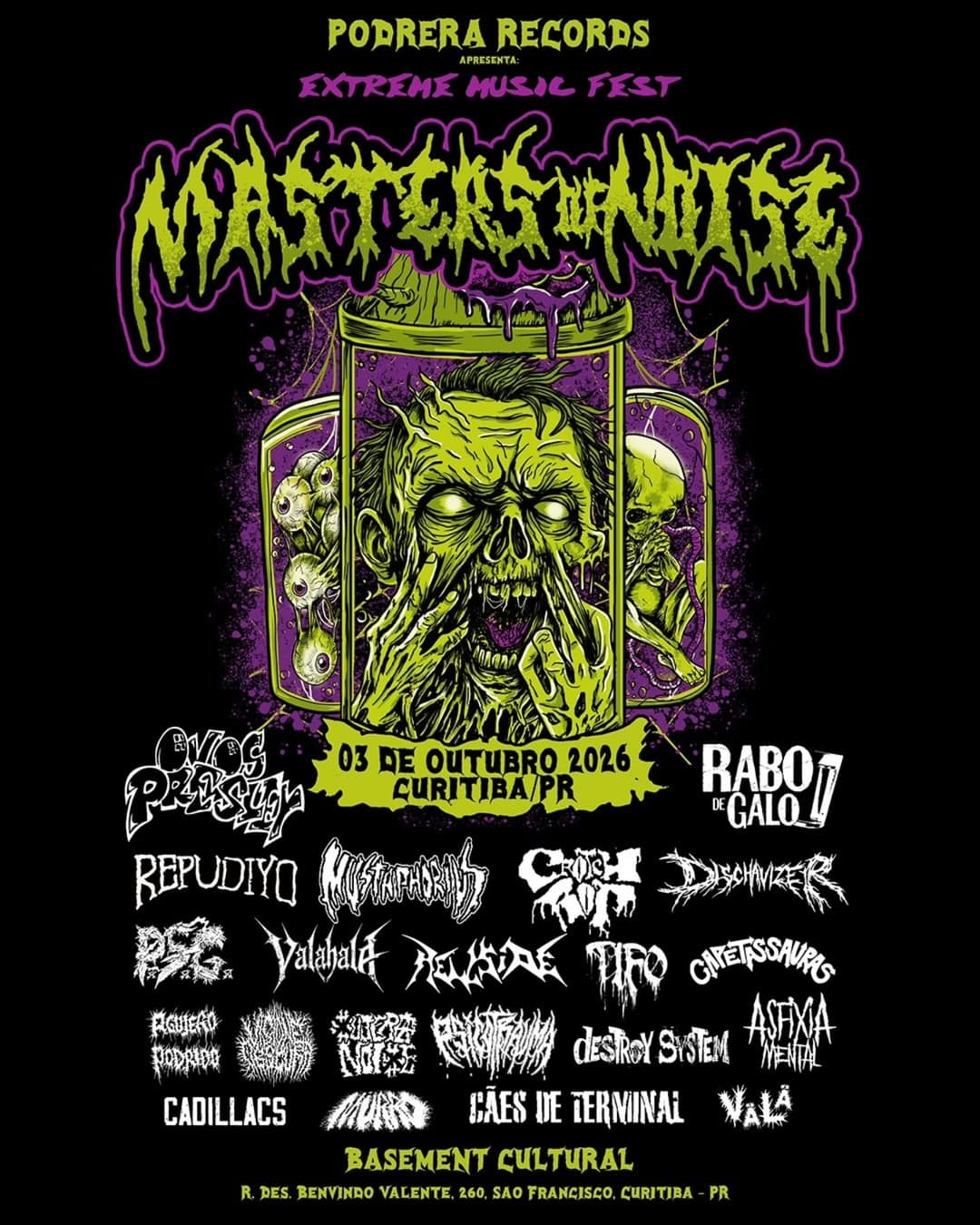 Flyer de Visione Obscura e Masters of Noise