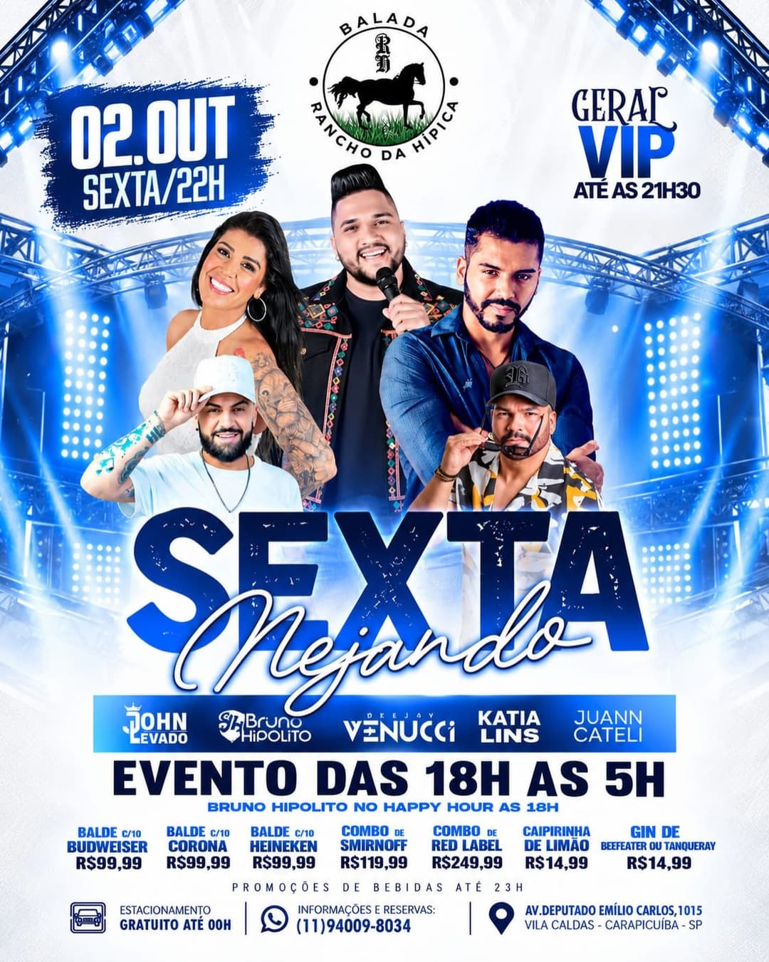 Flyer de John Levado, Bruno Hipólito e mais 3 artistas