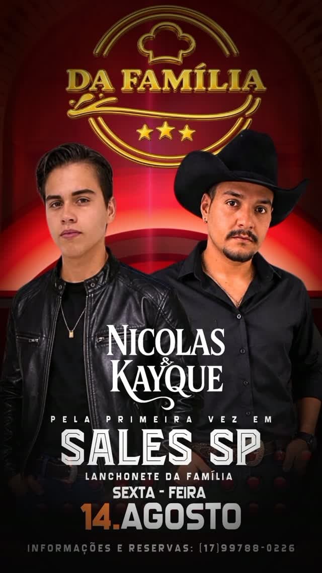 Flyer de Nicolas e Kayque