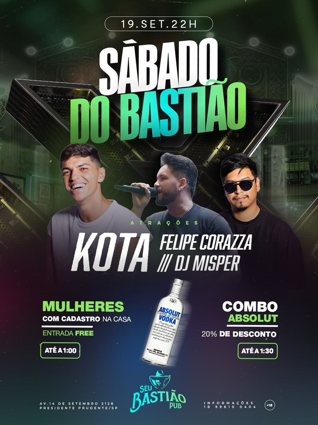 Flyer de Kota, Felipe Corazza e DJ Misper