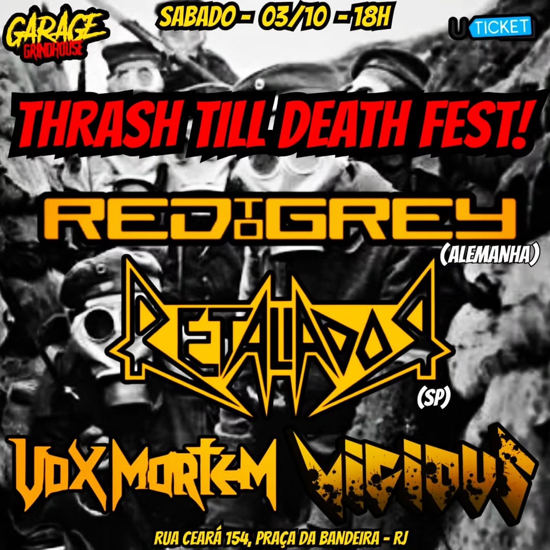 Flyer de Red To Grey, Retaliador, Vox MorTEM e Vicious