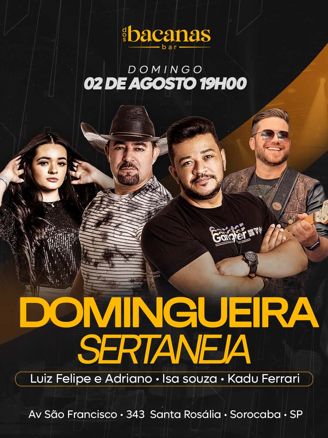 Capa do show de Luiz Felipe e Adriano, Isa Souza e Kadu Ferrari