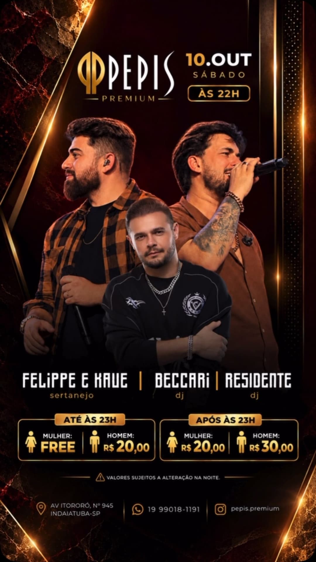 Flyer de Felippe & Kaue, DJ Beccari e Felipe & Kaue