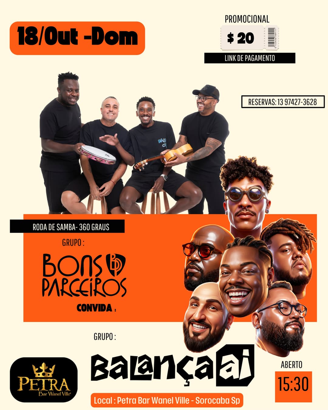 Flyer de Grupo Bons Parceiros, Roda de Samba e Balança Aí