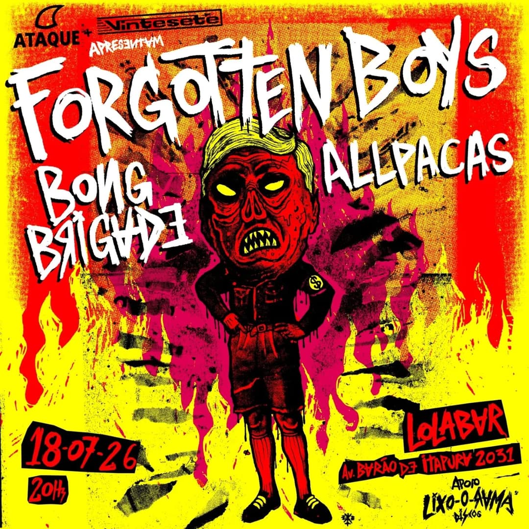 Flyer de Daniel Ete Giometti, Forgotten Boys, Bong Brigade e Allpacas