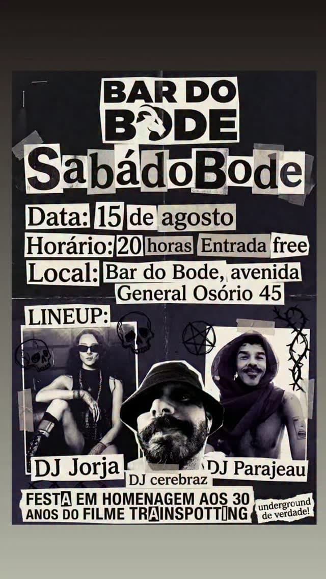 Flyer de DJ Jorja, DJ Cerebraz e DJ Parajeau