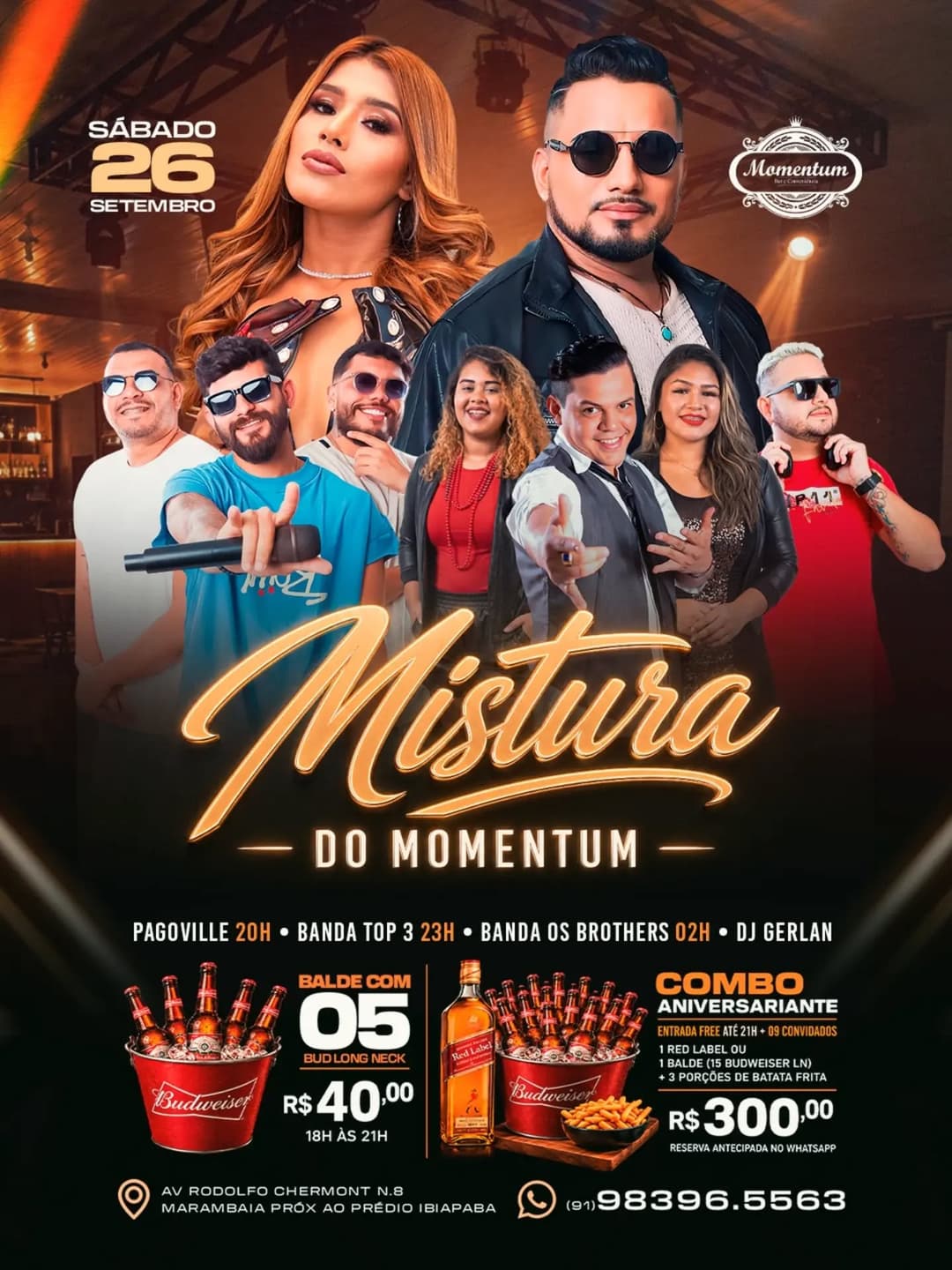Flyer de Grupo Pagoville Oficial, Banda Top 3+ e mais 2 artistas