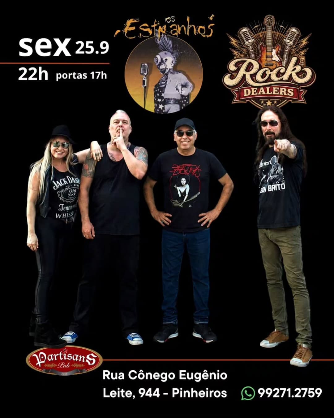 Flyer de Rock Dealers e Os Estranhos