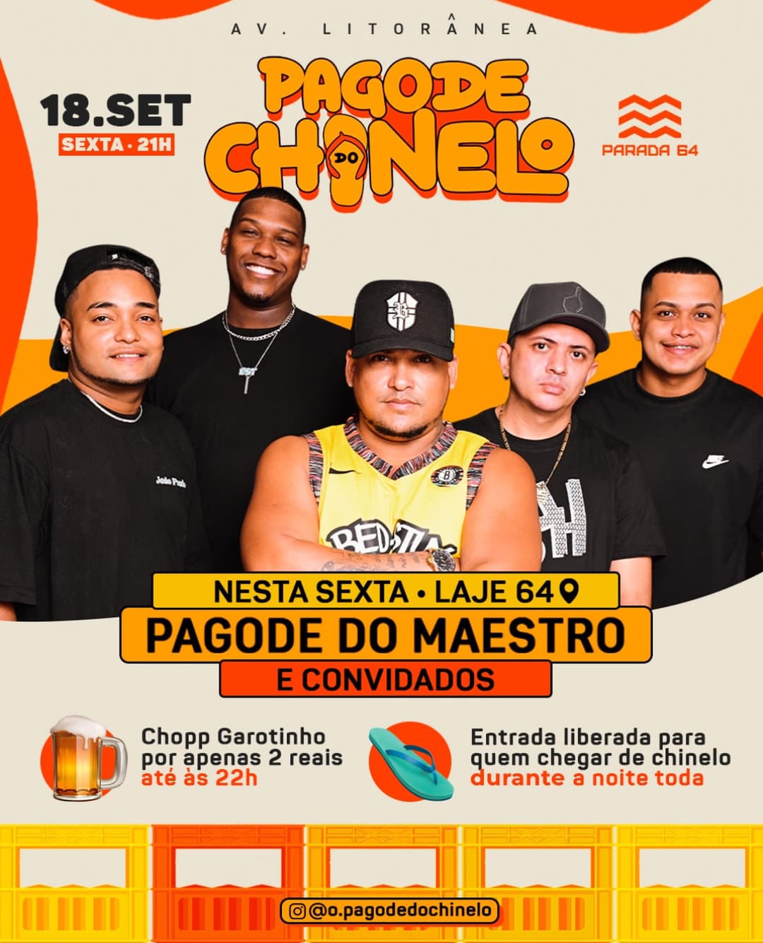 Flyer de Pagode do Chinelo e Grupo Pagode do Maestro