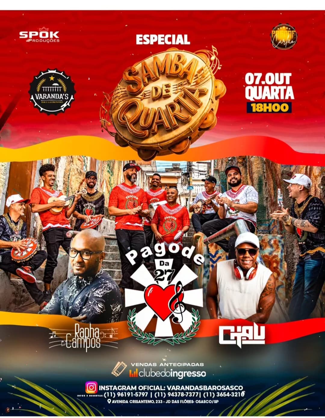 Flyer de Pagode do Rapha Santos e DJ Chau