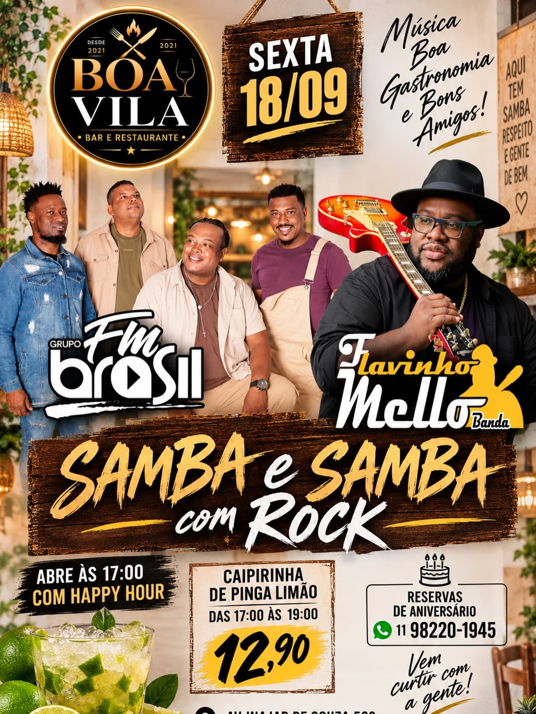 Flyer de FM Brasil e Flavinho Melo & Banda