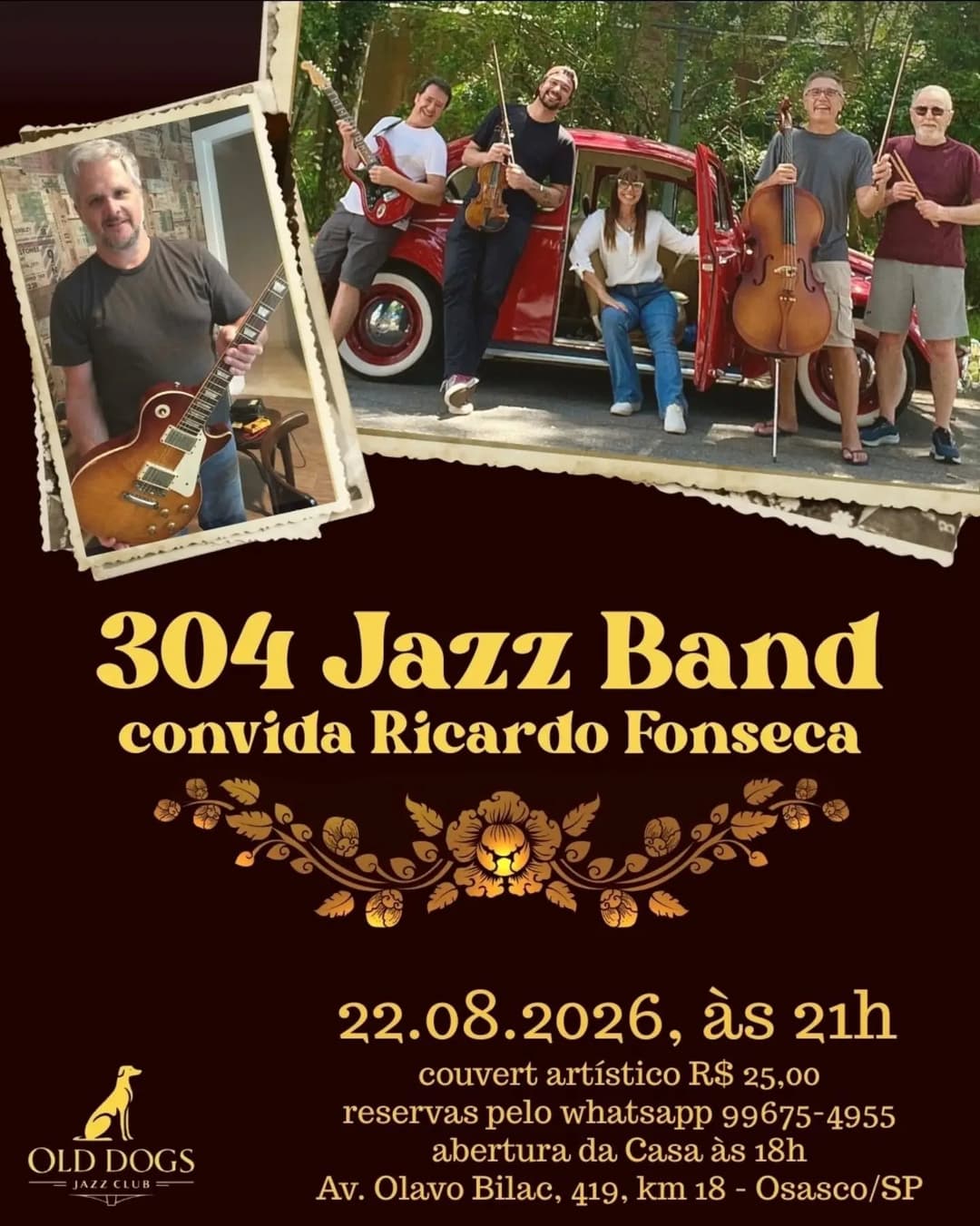 Flyer de 304 Jazz Band e Ricardo Fonseca