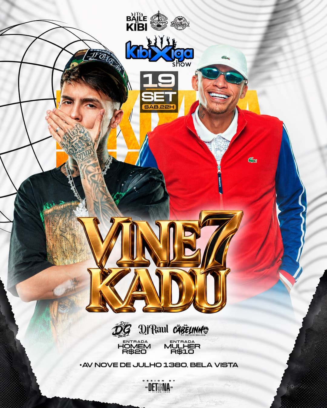 Flyer de MC Vine7, Mc Kadu, DJ DG Beat, DJ Raull e Gabelinho