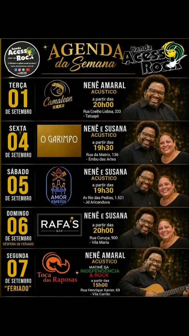 Flyer de Acesso Rock e Nenê e Susana