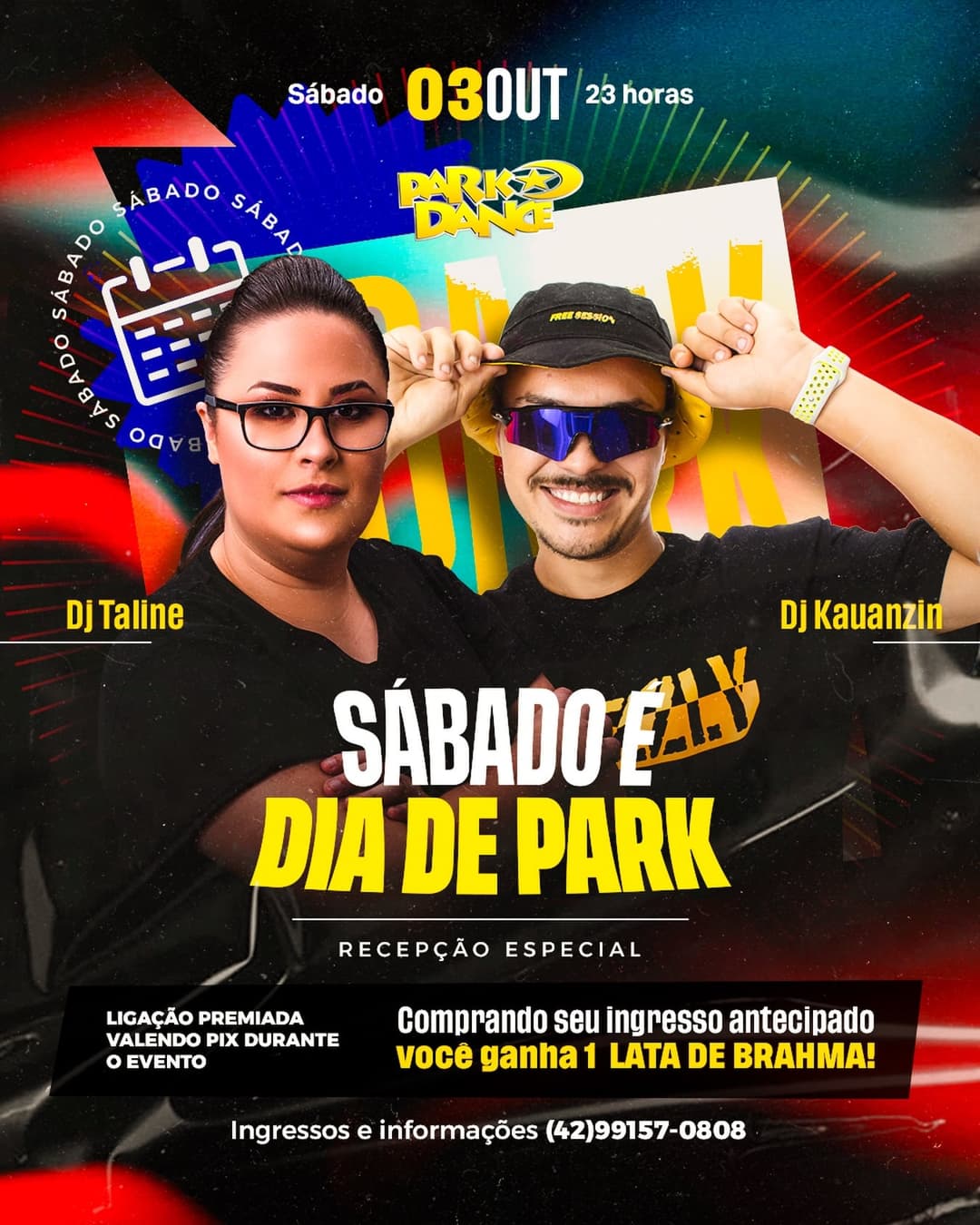 Flyer de DJ Taline e DJ Kauazin no Beat