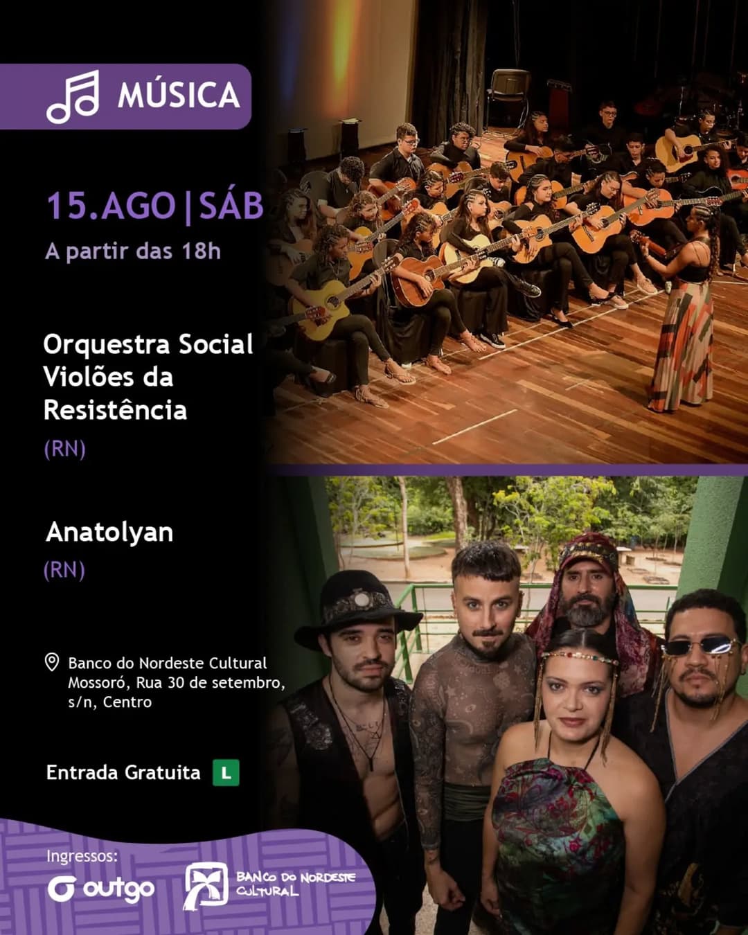 Flyer de Orquestra Social Violões da Resistência e Anatolyan