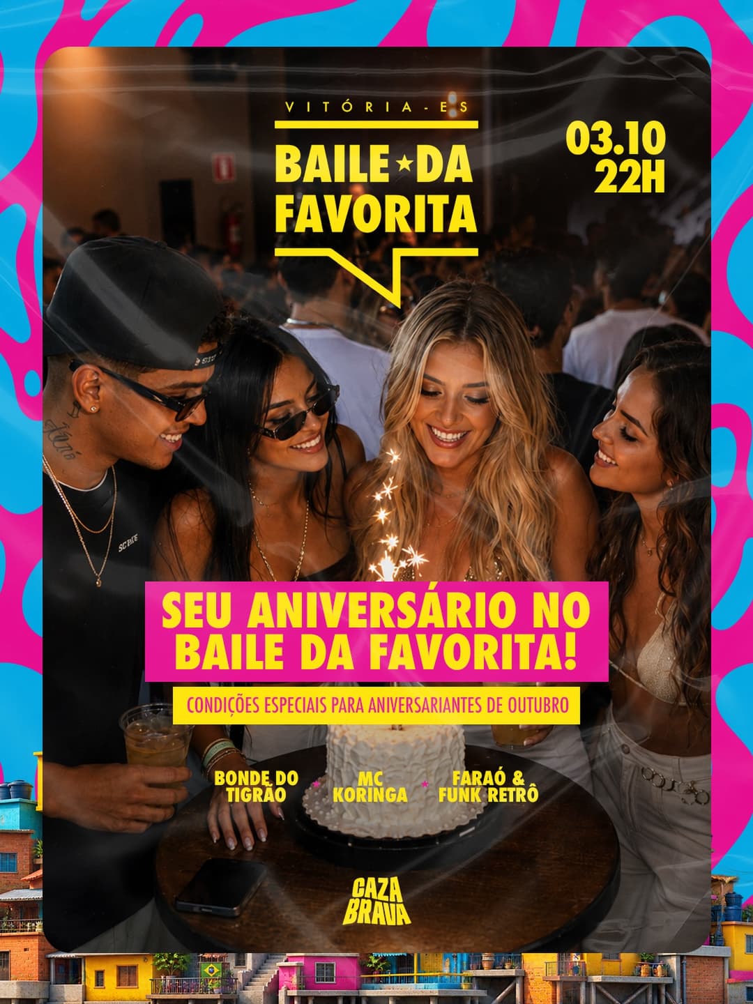 Flyer de Bonde do Tigrão, Mc Koringa e Faraó & Funk Retrô