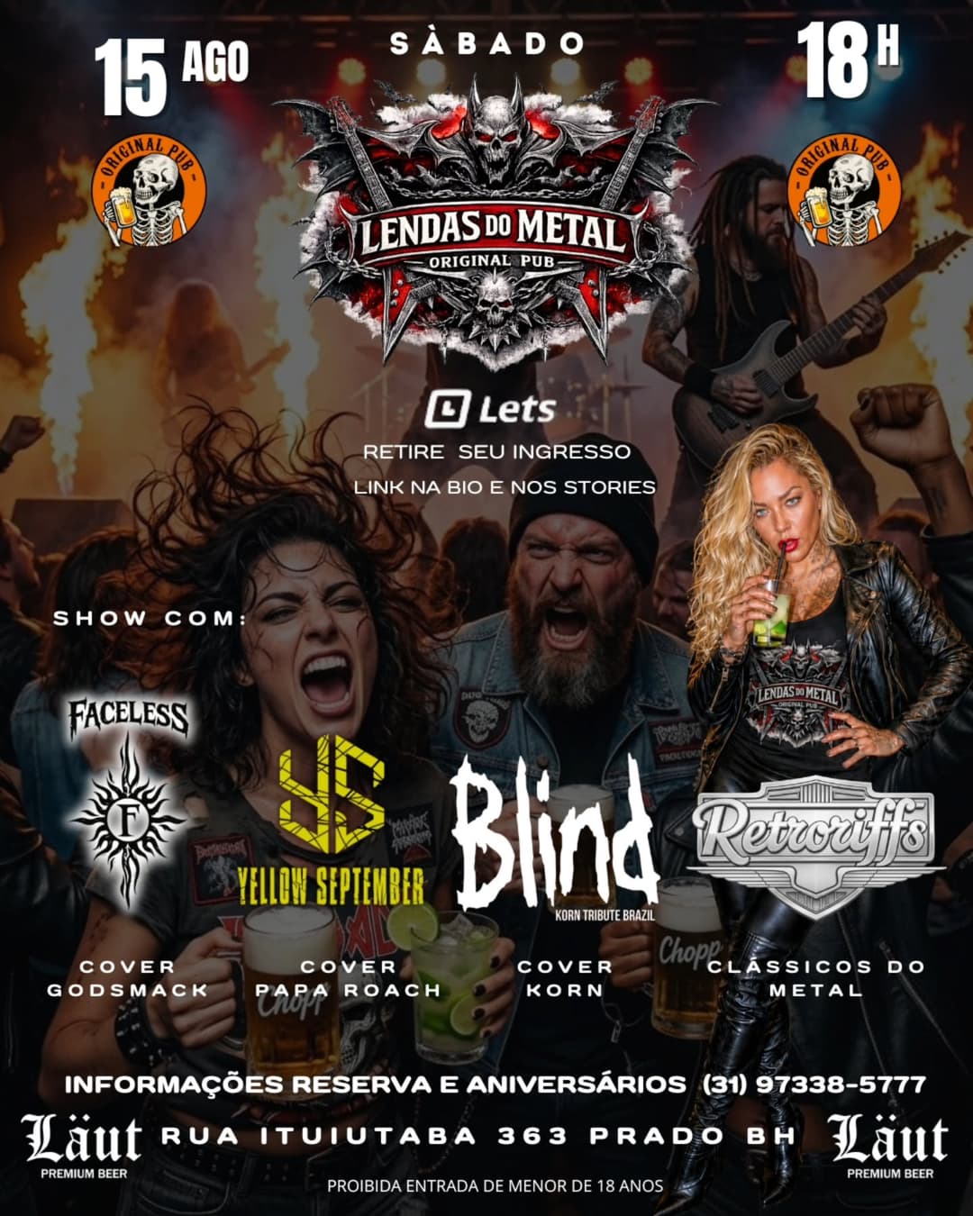 Flyer de Yellow September, Faceless, Blind e Retroriffs